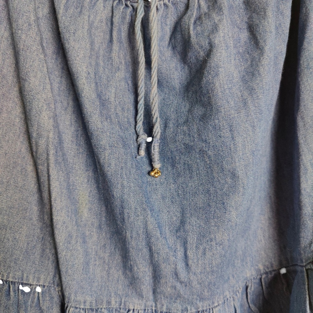 Vintage Access 90s Denim Tiered Maxi Skirt Western Cottagecore Large Medium Wash - Picture 4 of 8